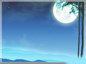 Blue sky moon night ppt background picture
