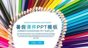 Yaratıcı renk kalem yaz tatili eğitim yazılımı ppt şablonu