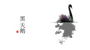 간단한 중국 스타일 잉크 검은 백조 ppt 템플릿