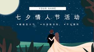 Indah romantis kartun ilustrasi latar belakang tanabata hari kasih sayang perencanaan acara ppt template