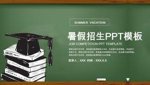Pizarra moderna creativa dibujado a mano fondo de sombrero de soltero plantilla de PPT de plan de admisión de clase de vacaciones de verano