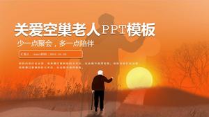 Warm and touching care of empty nest elderly theme public welfare activity planning book PPT template