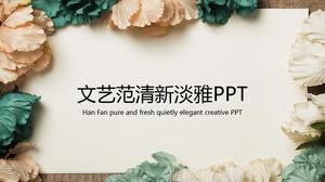 Modelo de PPT de relatório de arte e literatura de flores bonitas