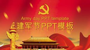 Magnífica ciudad prohibida atmosférica fondo de seda roja Plantilla de PPT de planificación de eventos del Día del Ejército