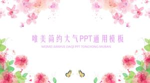 아름다운 따뜻한 수채화 꽃 나비 배경 꾸밈 범용 PPT 템플릿