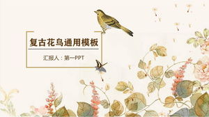Dynamische Retro-Aquarellblumen und -vögel PPT-Vorlage kostenloser Download