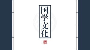 Modèle PPT de culture chinoise avec fond de livre relié par fil classique bleu