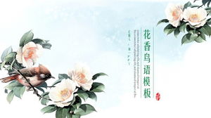 الصينية اللوحة الخلفية من الزهور والطيور قالب PPT