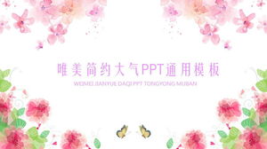 Plantilla PPT de hermosas flores coloridas de acuarela