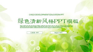 Zielony, świeży, ręcznie malowany szablon planu pracy PPT