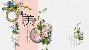 Beautiful floral background retro art style PPT template