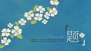 Șablon PPT de design literar fan art cu fundal de flori albastre