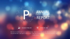 Template PPT laporan kerja gaya iOS dengan latar belakang kabur