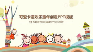 Modello PPT di formazione scolastica per bambini in stile cartone animato carino vettoriale