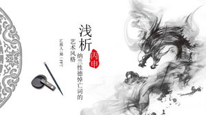 Modelo de PPT de estilo chinês de fundo de dragão chinês de tinta download gratuito