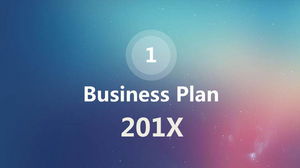 Modèle PPT de plan de financement d'entreprise de style iOS avec fond dégradé bleu et rose