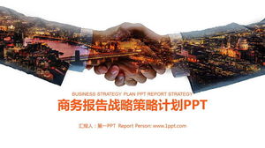 Șablon PPT de cooperare strategică de afaceri cu fundal de strângere de mână