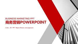 Modello PPT di marketing aziendale piatto rosso semplice