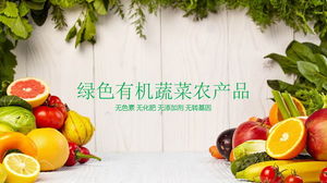 Plantilla PPT de productos agrícolas de frutas y verduras orgánicas verdes
