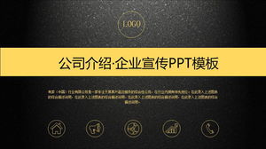Plantilla PPT de perfil empresarial translúcido con textura esmerilada en negro y dorado