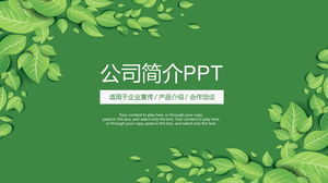 Zielony świeży liść tło profil firmy szablon PPT do pobrania