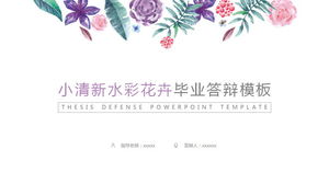 Modelo de PPT de defesa de graduação de fundo de flor aquarela fresca download grátis