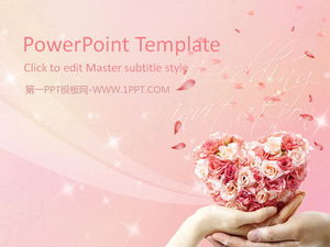 Modelo de PPT de casamento romântico com fundo rosa rosa