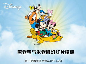 Disney cartoon PPT template download with Donald Duck and Mickey Mouse background