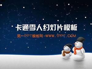 Скачать шаблон слайд-шоу мультфильма "Снеговик под ночным небом"