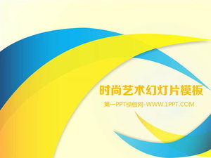 Download de modelo PPT de arte de moda com fundo surround amarelo e azul