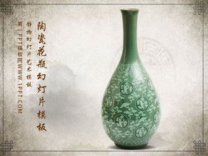 Template slideshow gaya Cina dengan latar belakang vas keramik klasik