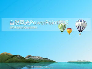 Download template PowerPoint pemandangan alam danau dan pegunungan yang segar dan sederhana