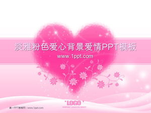 Amore coreano con sfondo rosa cuore elegante modello PowerPoint Scarica