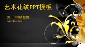 Golden pattern background art design PPT template download