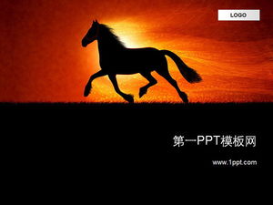 Running wild horse PPT template download