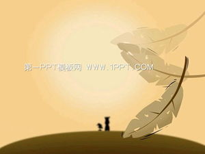 Art feather background sad PPT template download