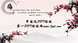 Descărcare șablon PPT în stil chinezesc de fundal elegant cu flori de prun