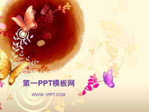 Download de modelo de PPT de arte de fundo de borboleta linda