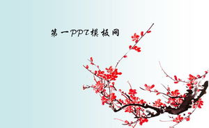 Descărcare șablon PPT de fundal cu flori de prun în stil chinezesc
