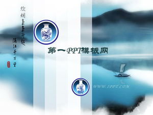 Latar belakang porselen biru dan putih unduhan template PPT gaya Cina