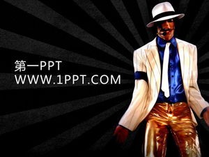 พื้นหลังสีดำ Michael Jackson PPT template ดาวน์โหลด