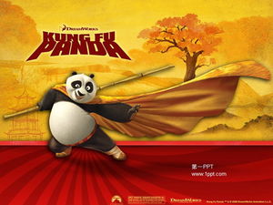 Template PPT animasi kartun Kung Fu panda