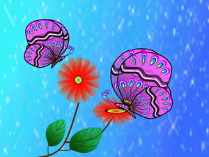 Plantilla PPT de flor de mariposa de estilo de dibujos animados