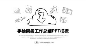 Modello PPT di presentazione dell'azienda di riepilogo del lavoro aziendale dipinto a mano in bianco e nero