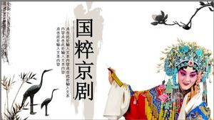 Modèle PPT dynamique d'encre de style chinois noir et blanc quintessence nationale de l'opéra de Pékin