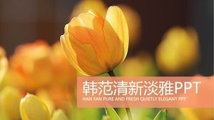 Plantilla PPT de clase abierta de educación fresca y elegante Han Fan de flores creativas