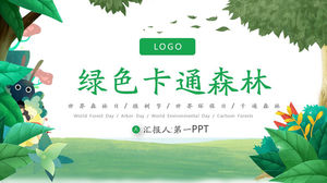 Modello PPT foresta verde cartone animato