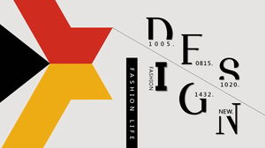 Modello PPT di design creativo in stile europeo e americano con sfondo poligonale rosso e giallo