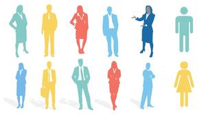 Color editable business figures silhouette PPT material