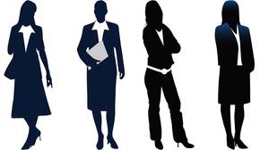 Image PPT de silhouette de femme d'affaires de fond transparent bleu